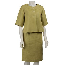 Larry Levine Women's Linen A-line Skirt Suit