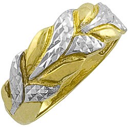 10k Two-tone Gold Leaf Ring (Size 7.5)