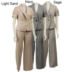 Larry Levine Women's 'Kona Glen' Short-sleeve Pant Suit