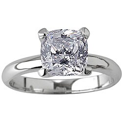 Silvertone Cushion CZ Bridal-inspired Solitaire Ring