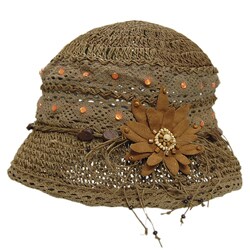Adi Designs Women's Crochet Ribbon Trim Bucket Hat
