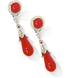 Michael Valitutti Two-tone Red Jade and Ruby Earrings