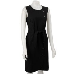 Tahari ASL Women's Sleeveless Dress with Button Detail