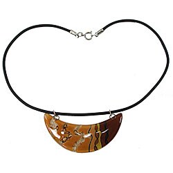 Fused Glass Earth Layers Crescent Necklace (Chile)