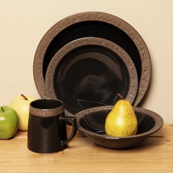 Sango Rustic Charcoal 16-piece Dinnerware Set