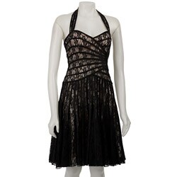 JS Collection Piped Lace Halter Dress