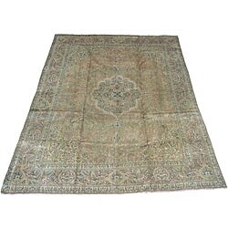 Persian Antique Tabriz Beige Rug (10' x 12'9)