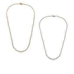14k Gold 7ct TDW Riviera Diamond Tennis Necklace (F-G, SI-2)