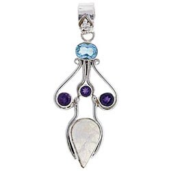 Moonstone, Amethyst and Blue Topaz Pendant (India)