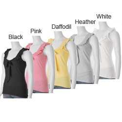 Ci Sono by Adi Junior's Tie-front Ruffle-neck Tank