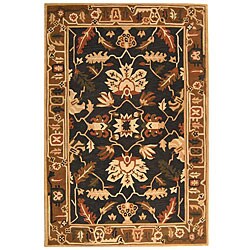 Handmade Arts and Crafts Graphite/ Camel N.Z. Wool Rug (6' x 9')