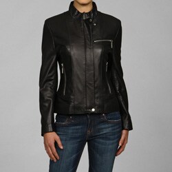 IZOD Women's New Zealand Lamb Leather Cycle Jacket