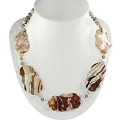 Handmade Silver Agate Floral Bead Necklace (Thailand)