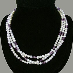 Silver Pearl/ Amethyst Necklace (Thailand)