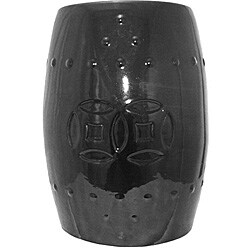 Double Coin Round Black Ceramic Stool