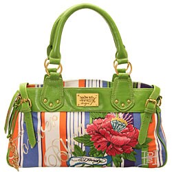 Ed Hardy 'Sylvia' Green Stripe Handbag