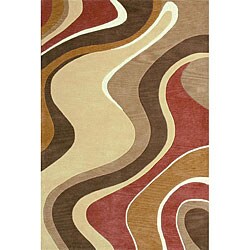'Swirls' Beige/ Rust Runner (2'3 x 7'6)