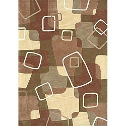 Olive/ Brown Area Rug (5' x 7'6)