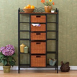 Storage Shelves with Rattan Baskets