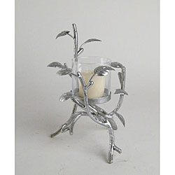 Small Silvertone Leaf Candle Holder