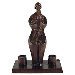 Mother and Daughter Aluminum Shabbat Candleholder