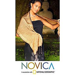 Silk Batik 'Golden Rings' Scarf (Indonesia)