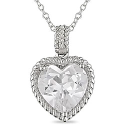 Silver Created White Sapphire and Diamond Necklace