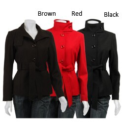 Nicole Miller NY Women's Wool Short Belted Coat