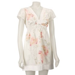 Hale Bob Women's White Silk Flower Print Dress