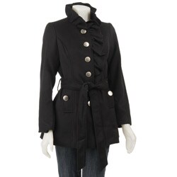 C.C. Couture Women's Ruffle Neck Coat