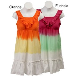FINAL SALE Hype Girl's Dip-dye Dress with Ruffle Neckline