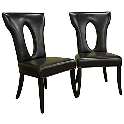 Nichola Espresso Brown Leather Chair (Set of 2)