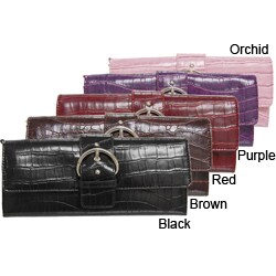 M Collection by Adi Women's Croc Print Wristlet Clutch
