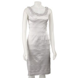 Cachet Women's Silver Beaded Neck Dress