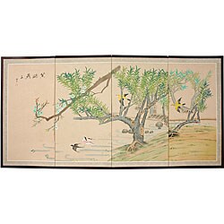Silk 'Birds in the Garden 1' Painting (China)