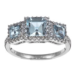 10k Gold Aquamarine and 1/3ct TDW Diamond Ring (I-J, I2-I3)