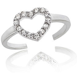 Icz Stonez Sterling Silver CZ Heart Toe Ring