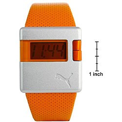 Puma Women's Sirius Orange Leather LCD Watch