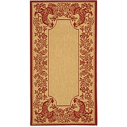 Indoor/ Outdoor Rooster Natural/ Red Rug (2'7 x 5')