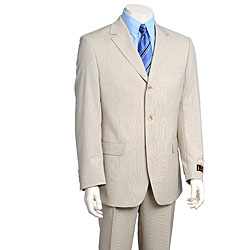 Luca Bertoni Men's Beige Stripe Wool 3-button Suit