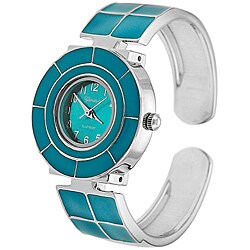 Geneva Women's Platinum Round Face Cuff Watch