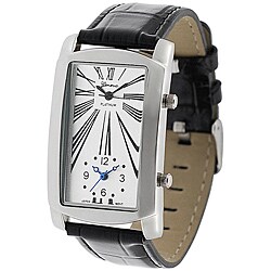 Geneva Men's Platinum Dual-face Faux Leather Watch
