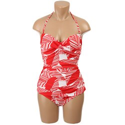 Alicia Simone Women's Red/ White One-piece Swimsuit
