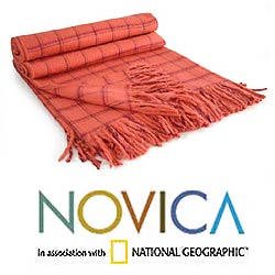 Alpaca Wool 'Cozy Orange' Throw Blanket (Peru)