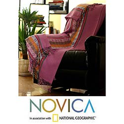 Alpaca Wool 'Highland Orchid' Throw Blanket (Peru)