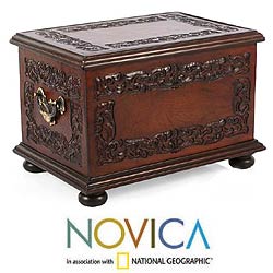 Cedar and Leather 'Antique Treasure' Jewelry Box (Peru)