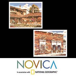 Pair of 'Facades of Mexico' Art Prints (Mexico)