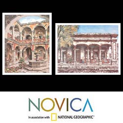 Pair of 'Great Houses of Mexico' Art Prints (Mexico)