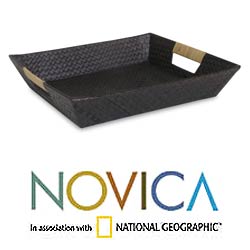 Pandanus/ Rattan 'Impassioned Black' Tray (Indonesia)