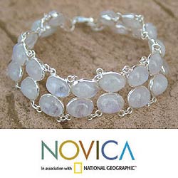 Sterling Silver 'Enchanted Mystery' Moonstone Bracelet (India)